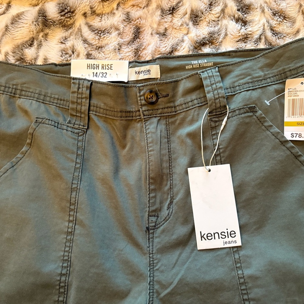 Kensie Olive Green High Rise Pants NWT